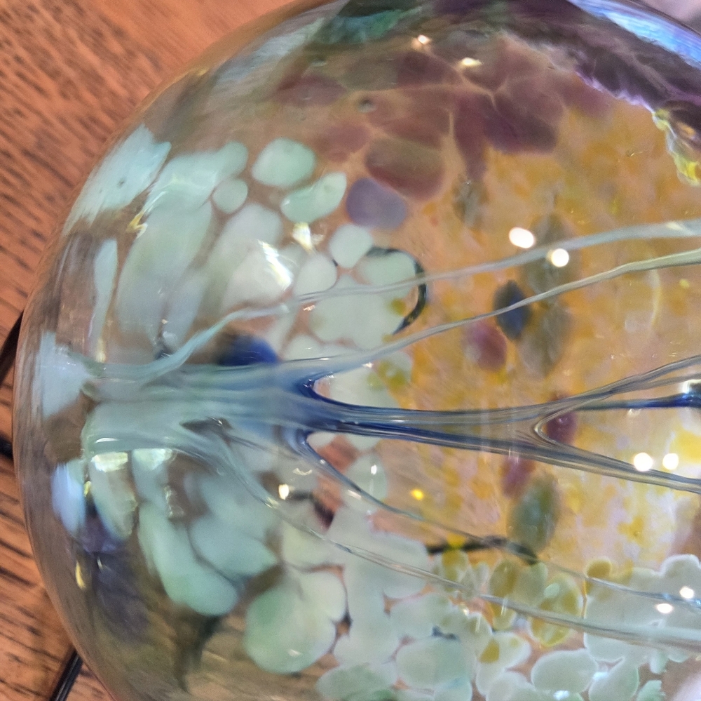 Kitras Hand Blown Art Glass Tree Of Life Enchantment 6" Large Orb Ball Ornament - Picture 9 of 12